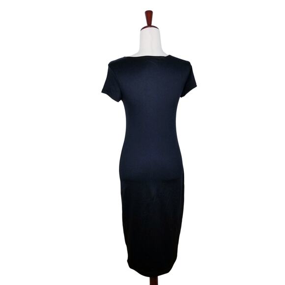 NO COMMENT Black Body-Conscious Fully-Lined Short Sleeve Dress - Size Medium - Picture 4 of 7
